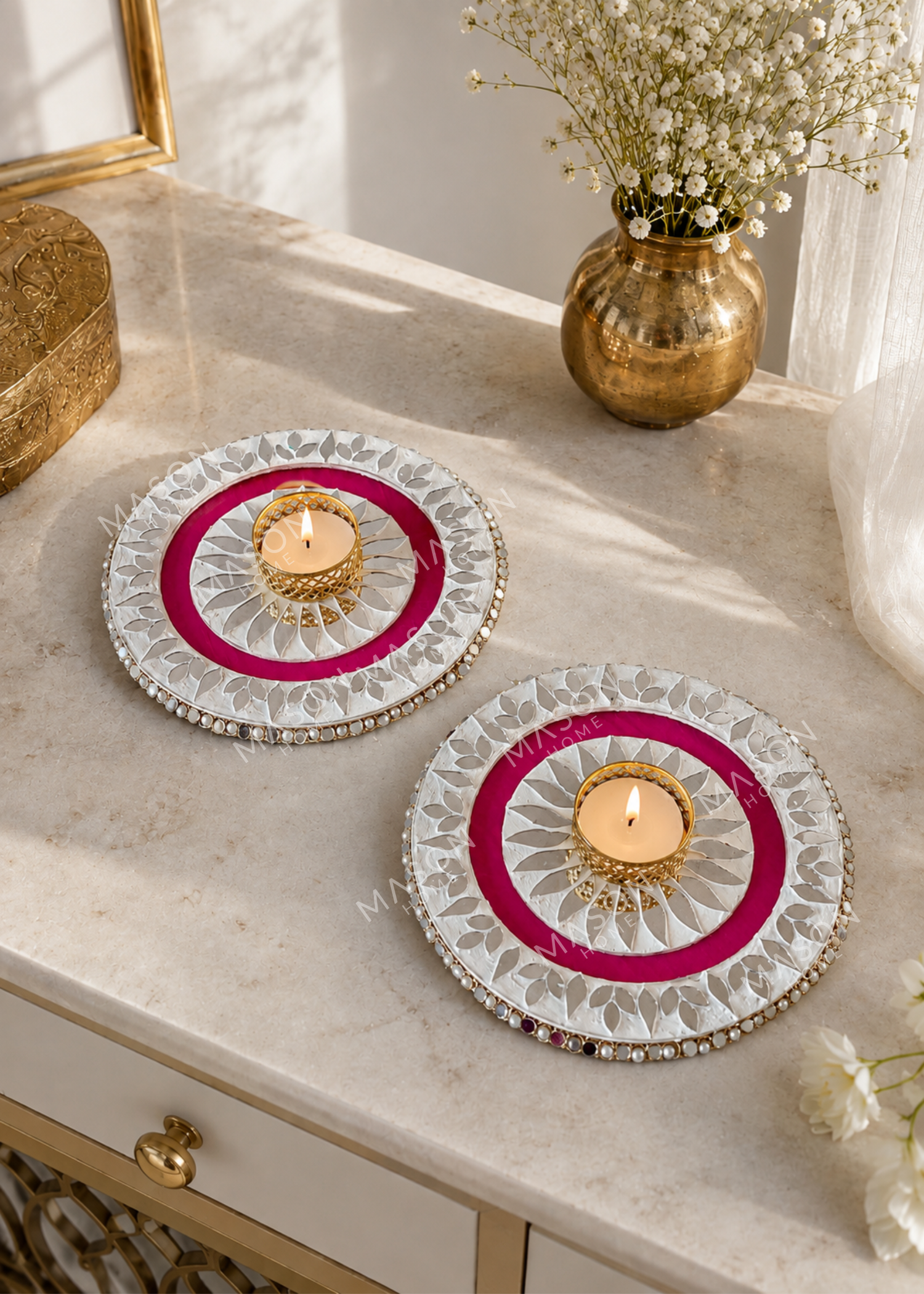 Festive Noor Rangoli Diya - Set of 2