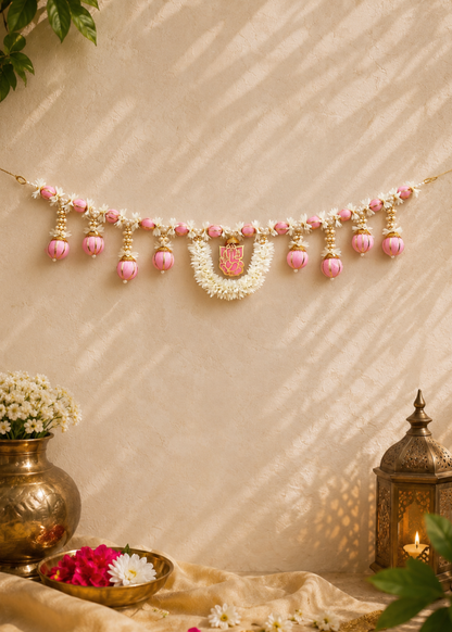 Festive Ganpati Floral Pink Toran