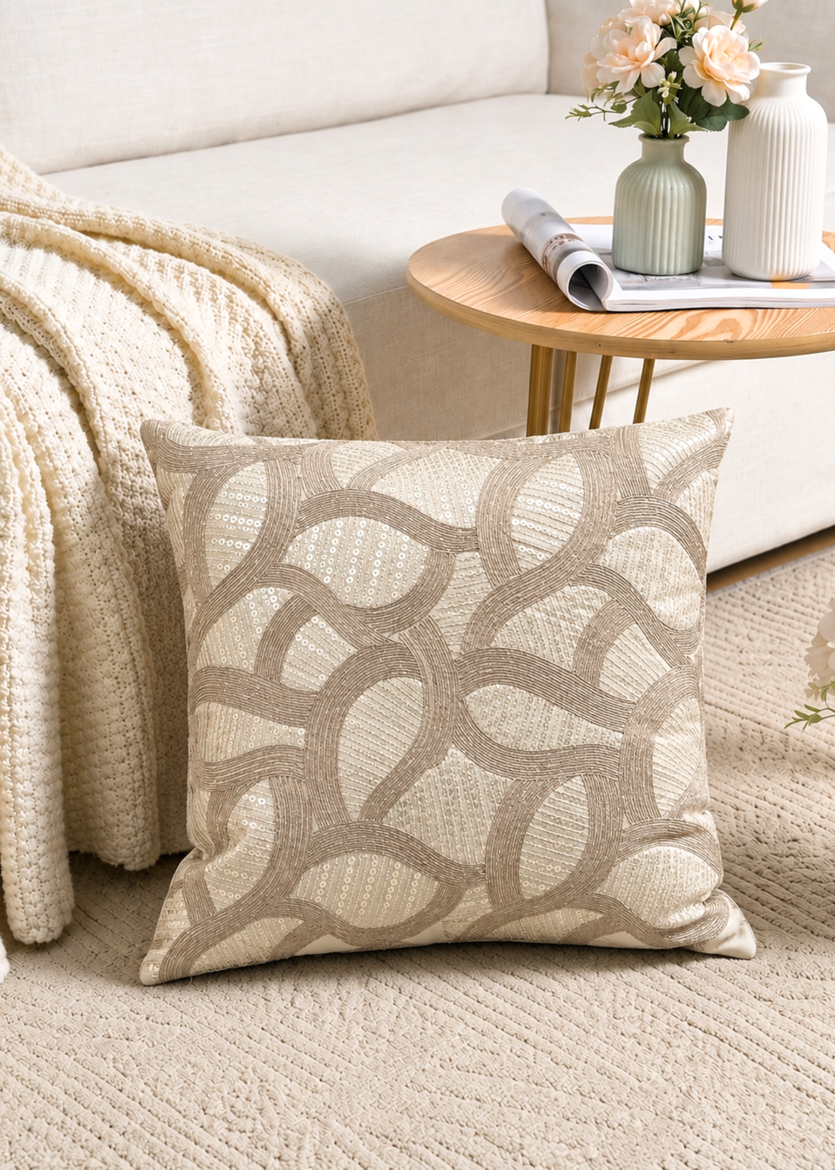 Crest Sand Cushion Cover