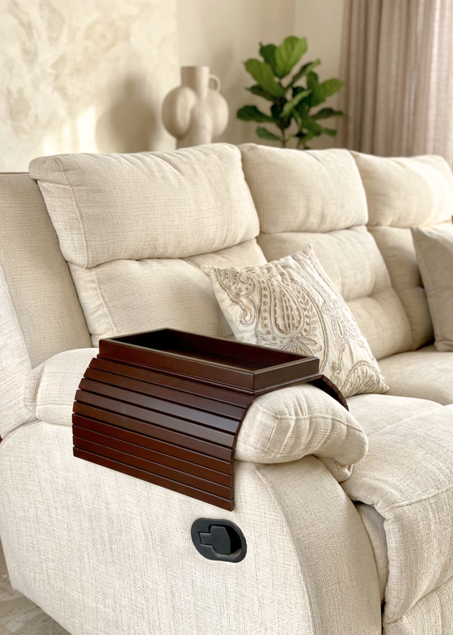 Sofa Armrest Tray - Walnut