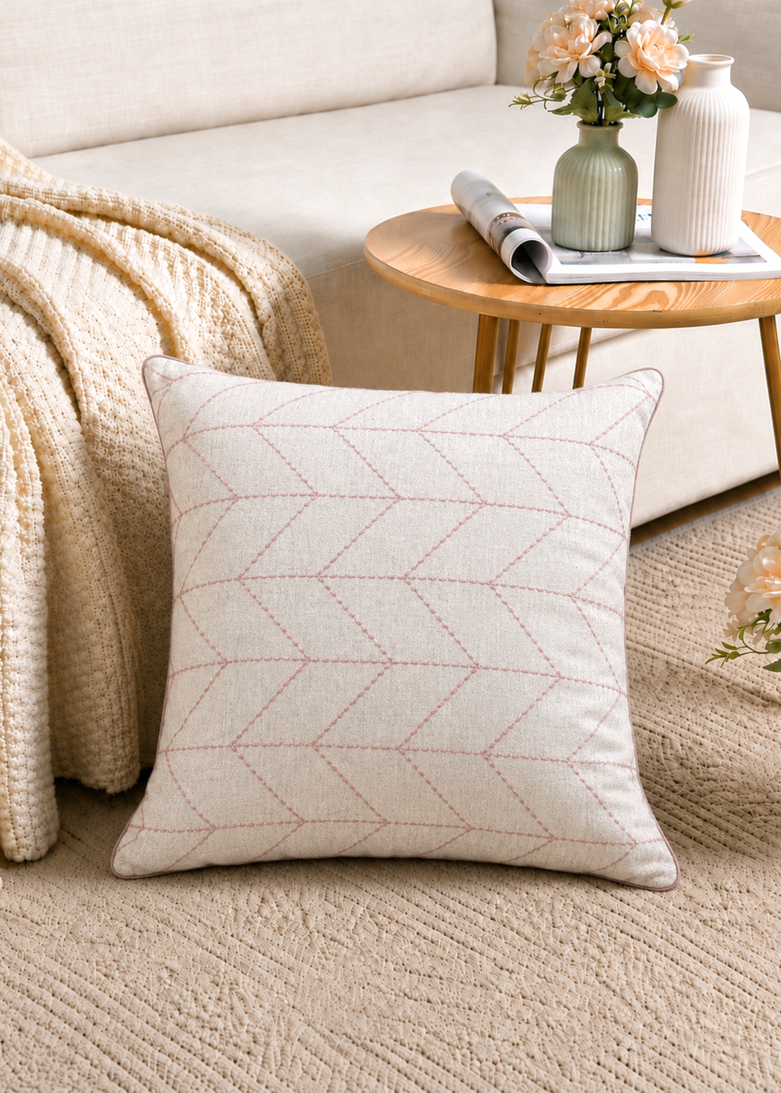 Chevron Rose Cushion Cover