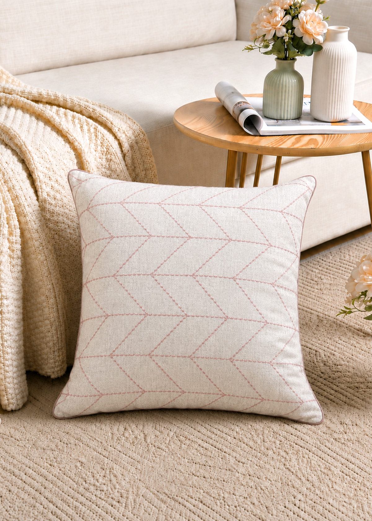 Chevron Rose Cushion Cover