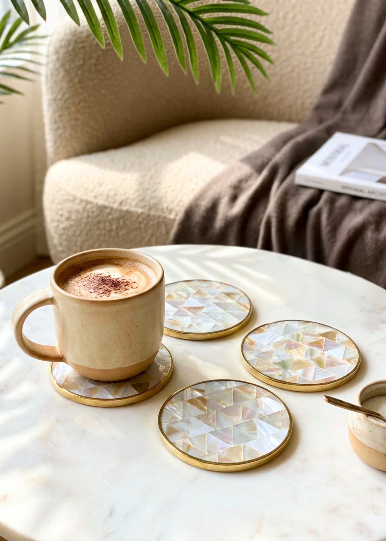 Mother of Pearl Round Coasters - Set of 4