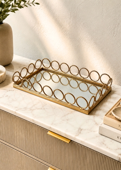 Braided Gold Mirror Tray