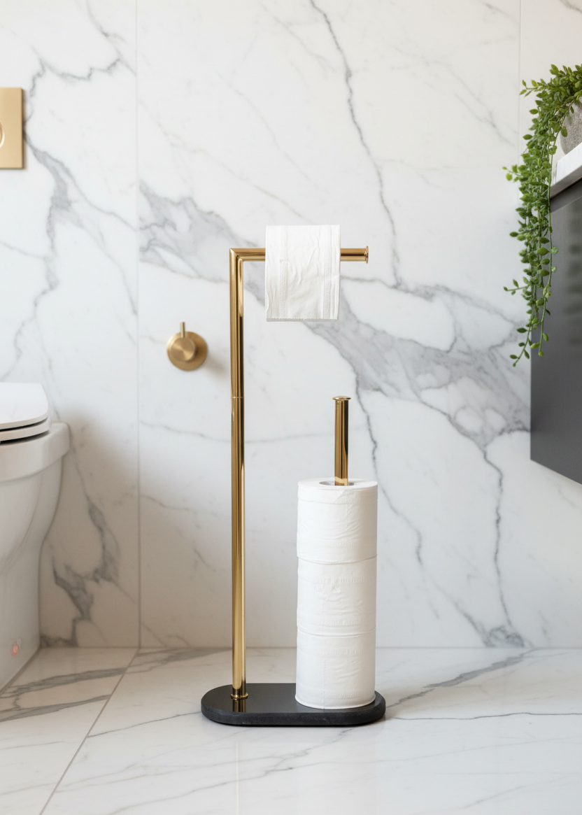 Melrose Toilet Roll Holder - Black and Gold