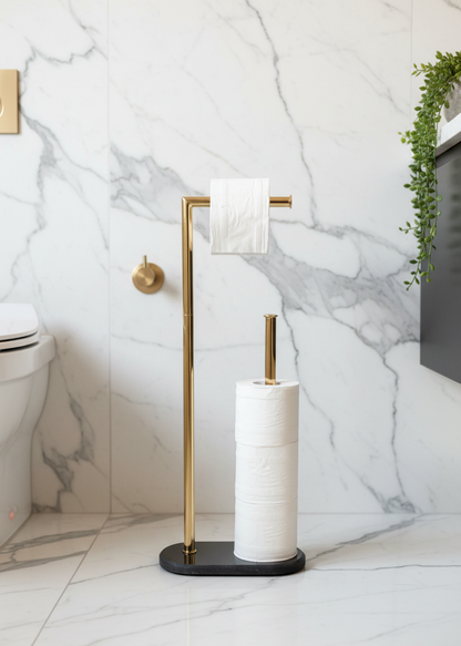 Melrose Toilet Roll Holder - Black and Gold