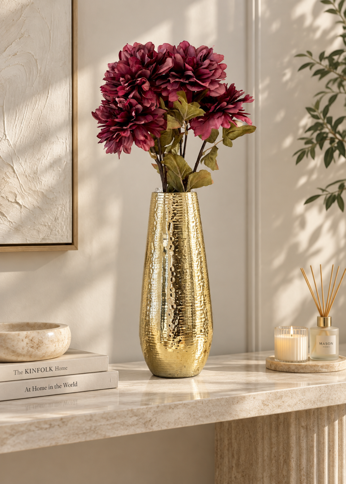 Artificial Plum Peony Flower - Set of 2