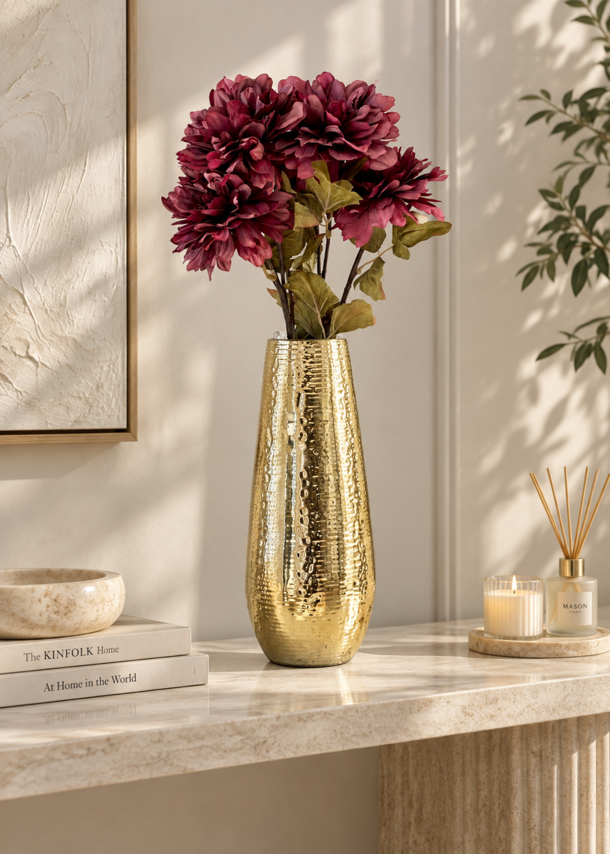 Artificial Plum Peony Flower - Set of 2