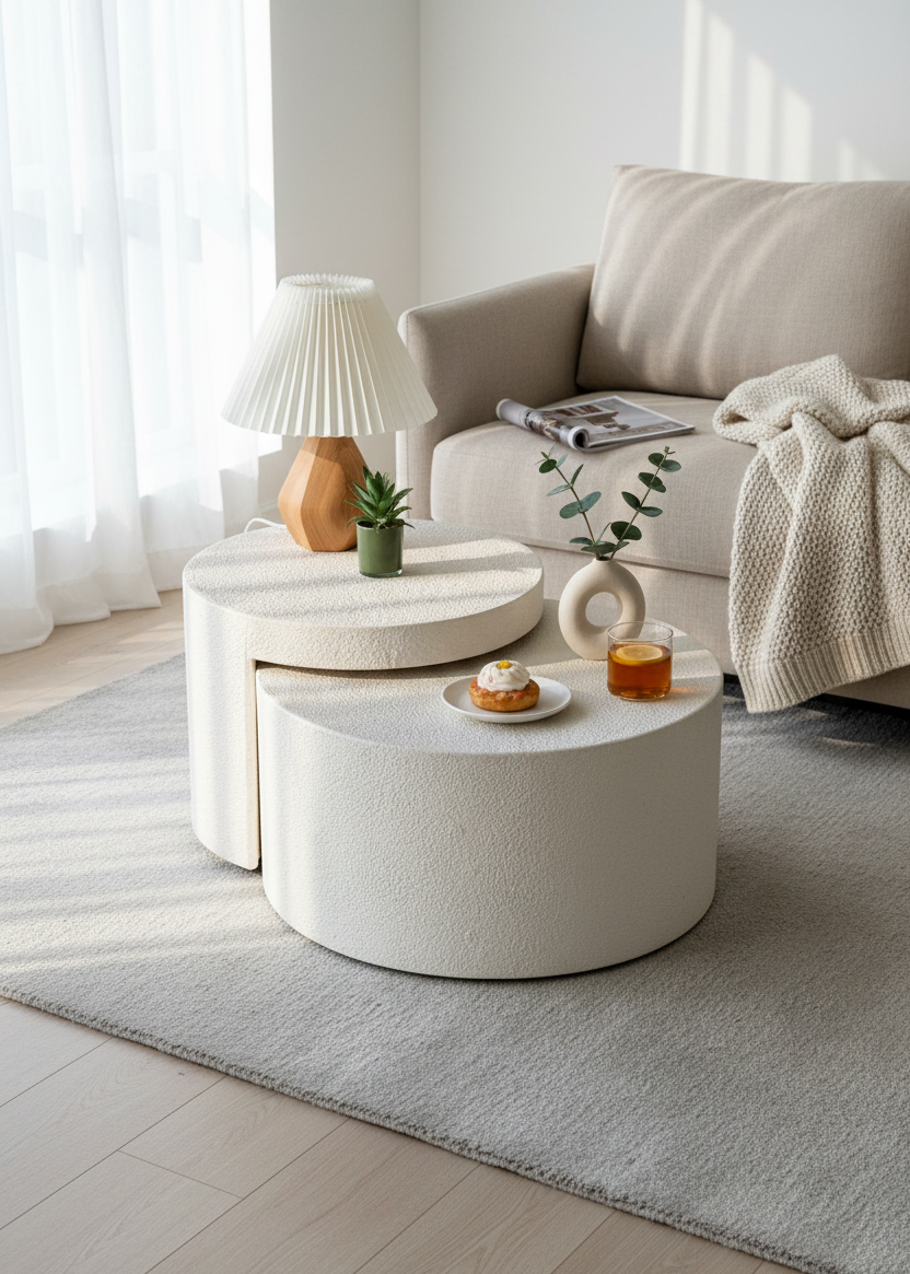 Moon Nesting Tables - Ivory (Set of 2)