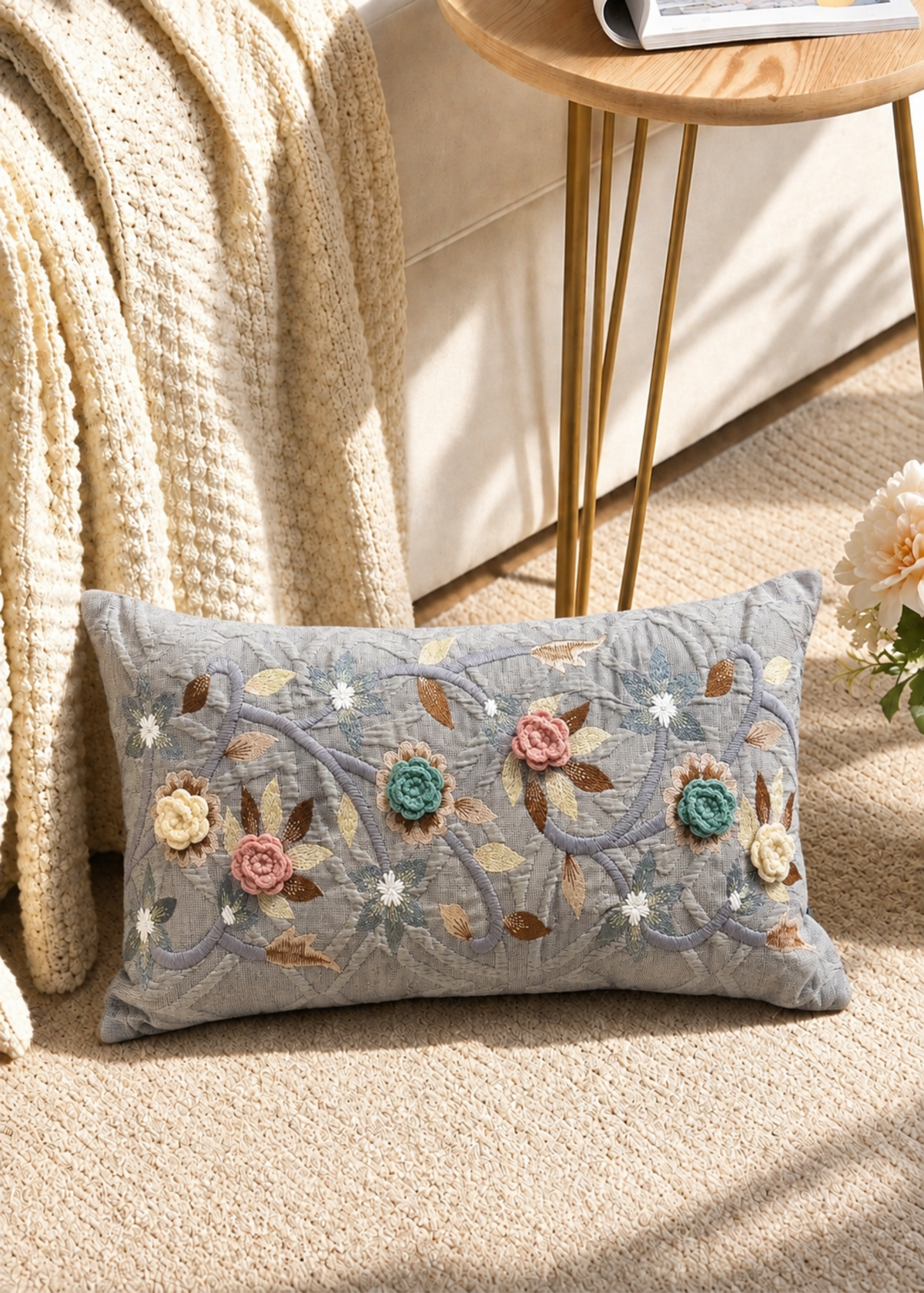 Slate Bloom Cushion Cover