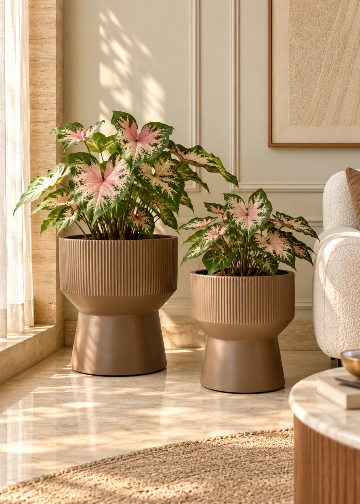 Sora Ripple Planters - Mud Brown