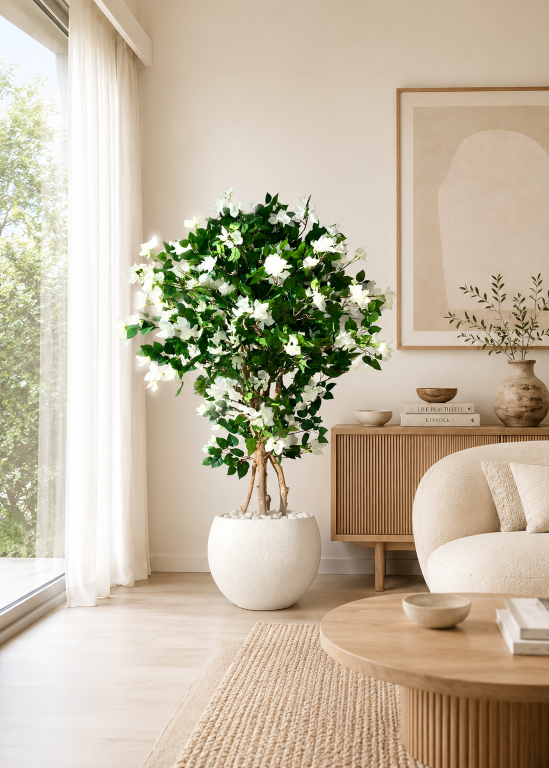 Artificial Regal White Bougainvillea Plant - 5 Feet