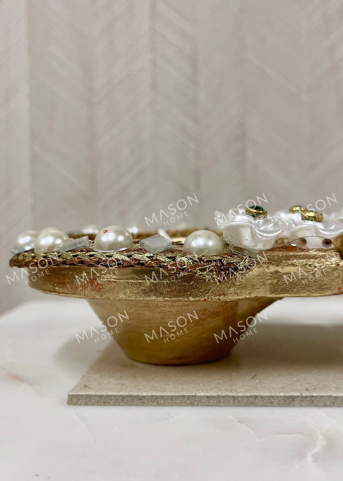 Handmade Clay Rustic Pearl Royale Diya - Set of 2