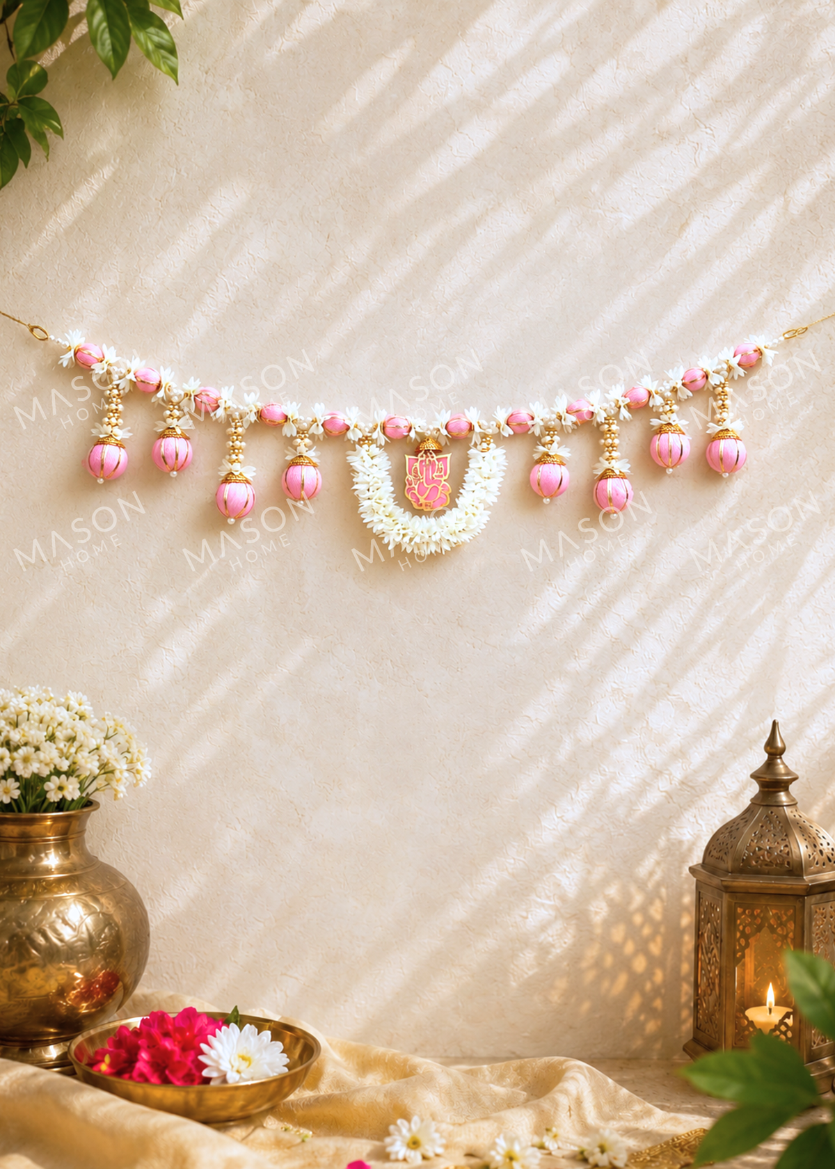 Festive Ganpati Floral Pink Toran