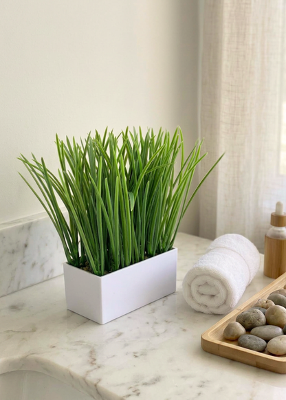 Artficial Grass Plant (White Pot)