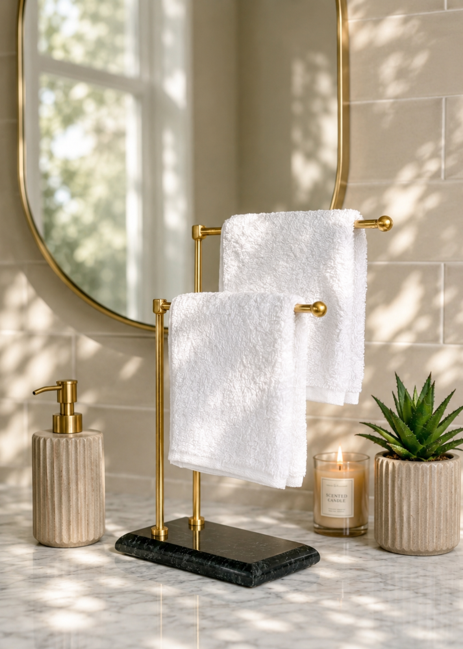 Melrose Hand Towel Stand - Black &amp; Gold