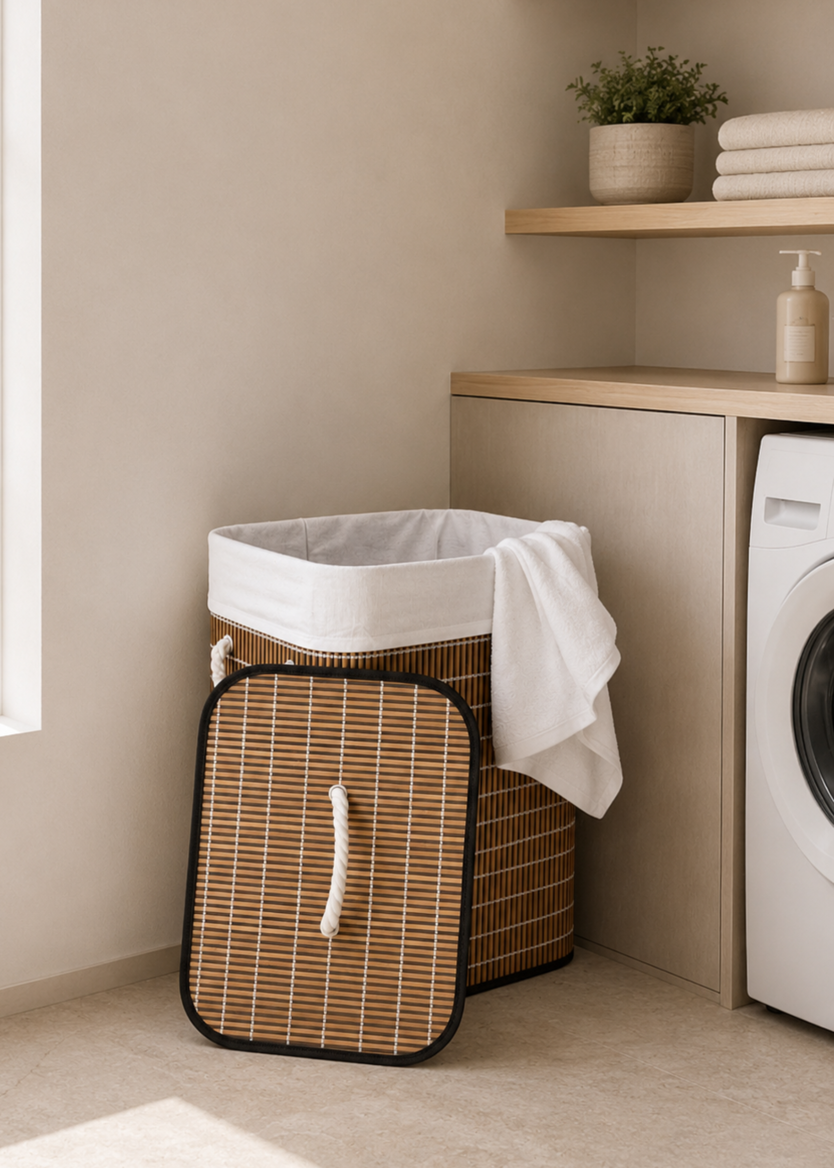 Baskora Laundry  Basket - White &amp; Brown
