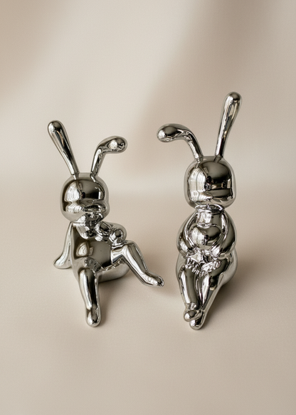 Luxe Chrome Bunny Duo - Set of 2
