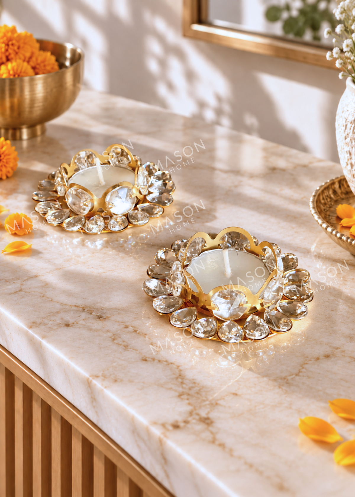 Festive Seraphine Bloom Tealight Holder - Set of 2