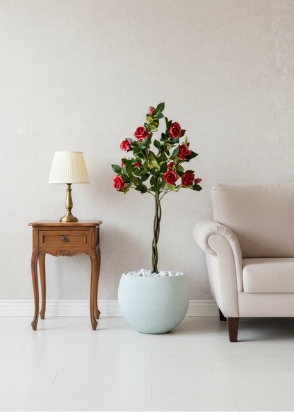 Artificial Red Twisted Rose Plant - 4 Feet