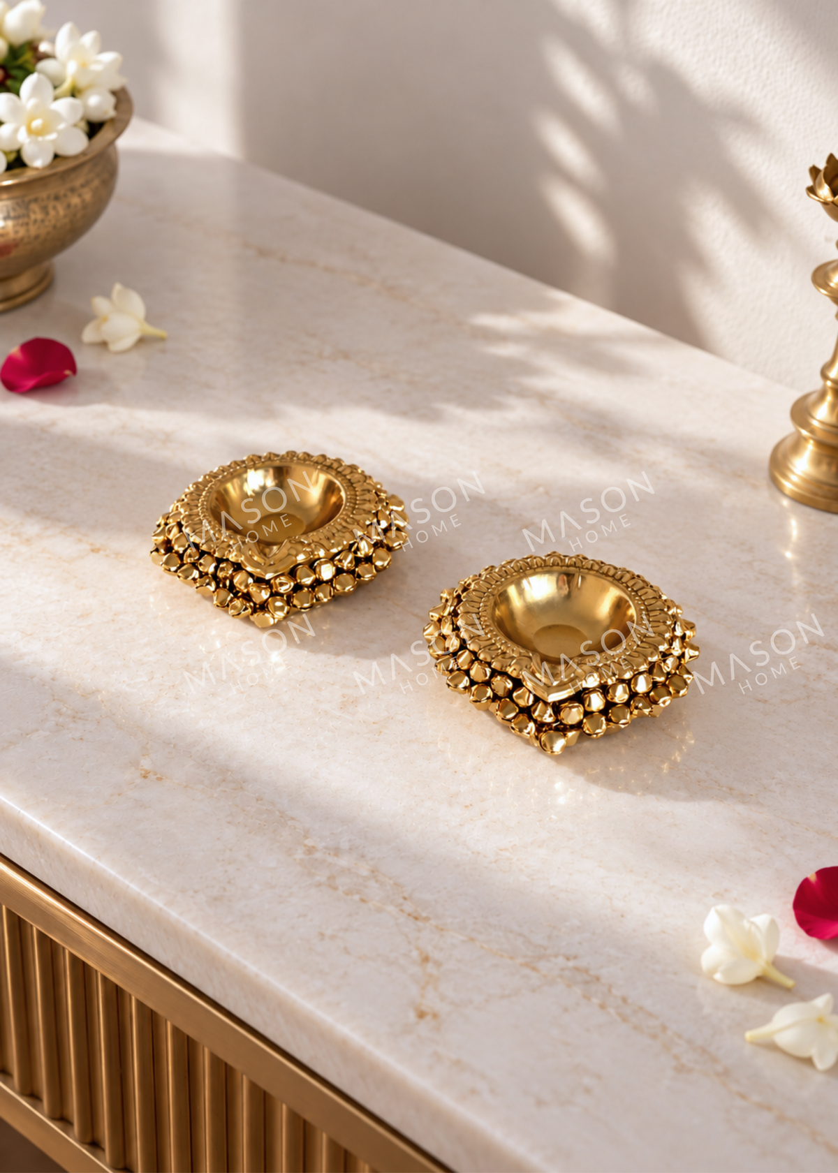 Festive Imperial Gold Diya - Set of 2
