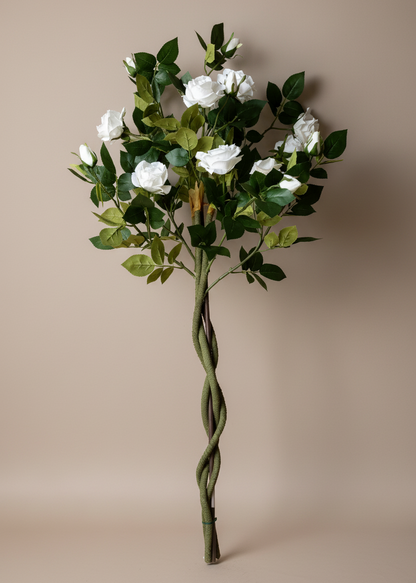Artificial White Twisted Rose Plant - 4 Feet