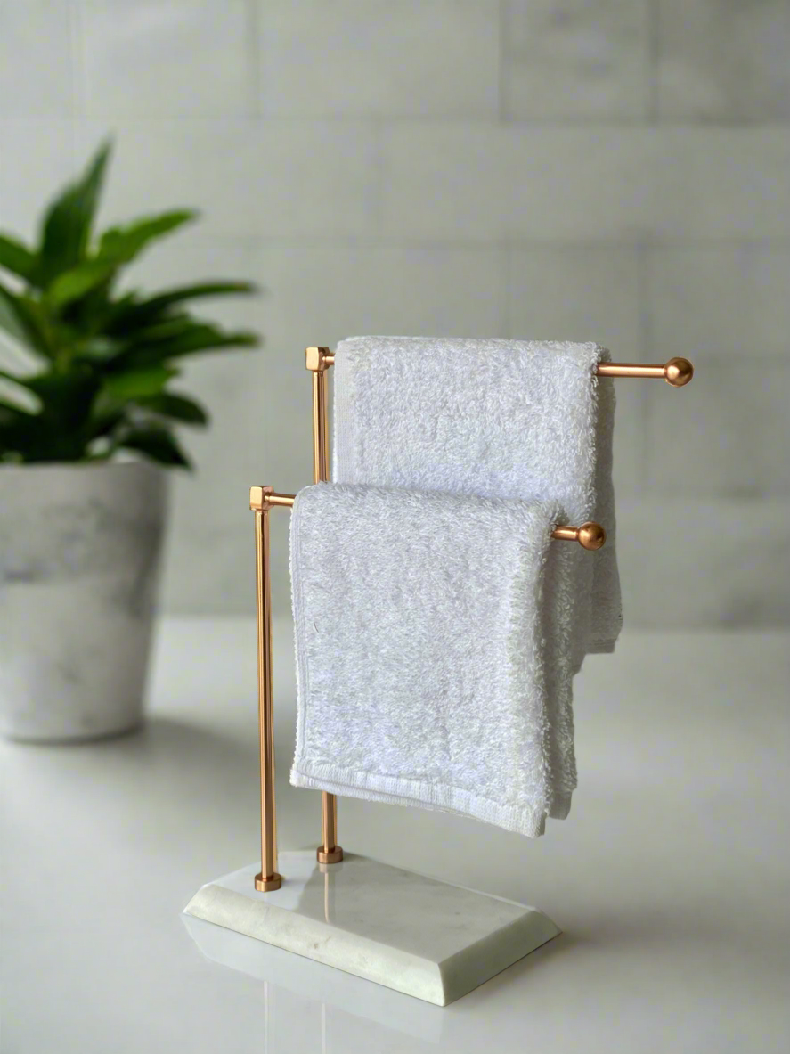 Melrose Hand Towel Stand - White &amp; Rose gold