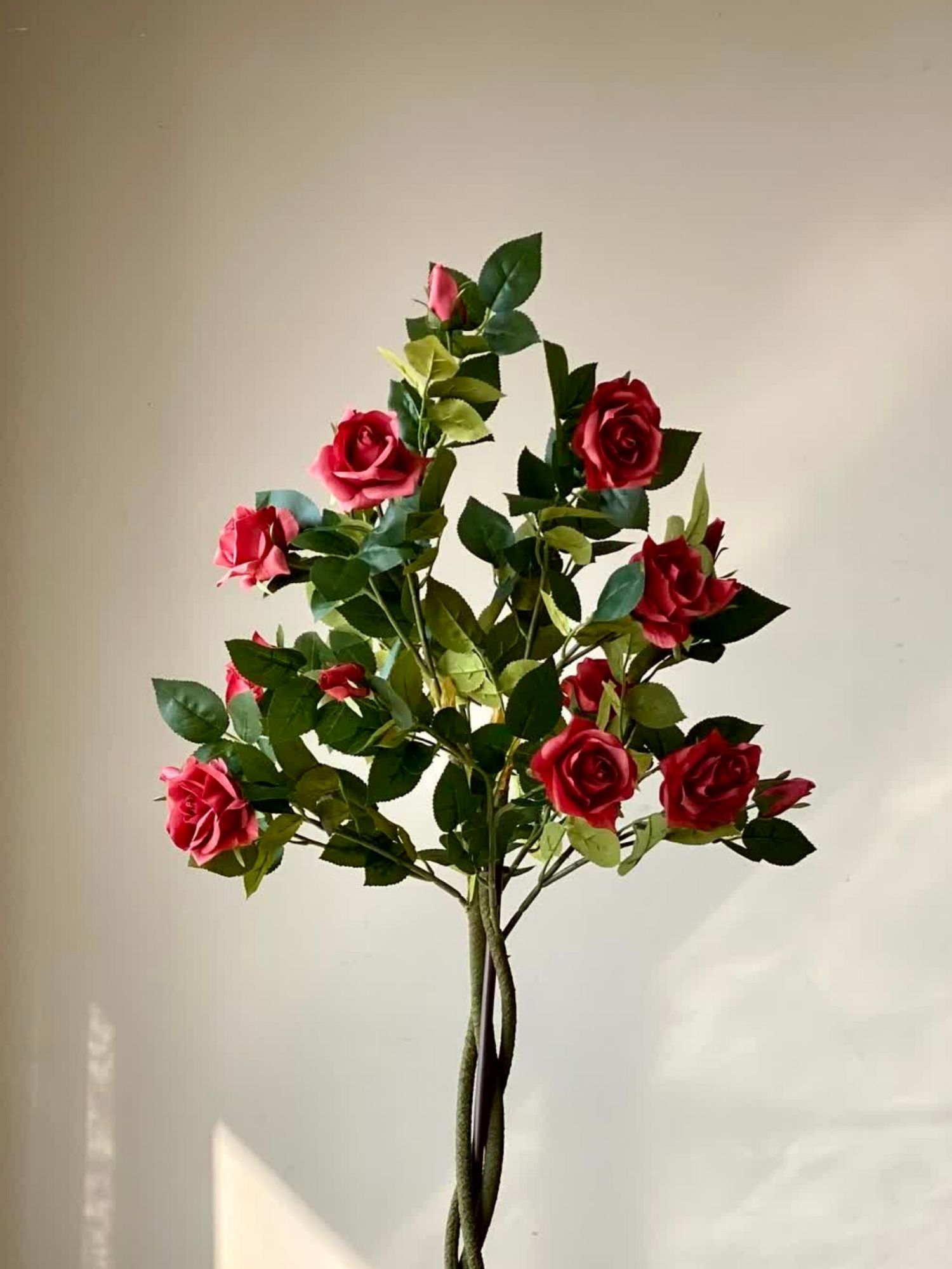 Artificial Red Twisted Rose Plant - 4 Feet