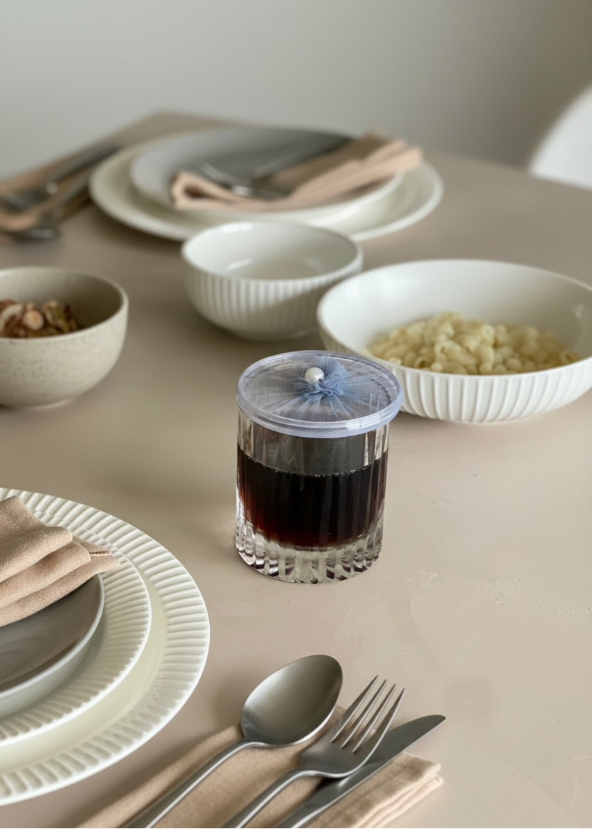 Grey Mesh Glass Cover - (Set Of 6)