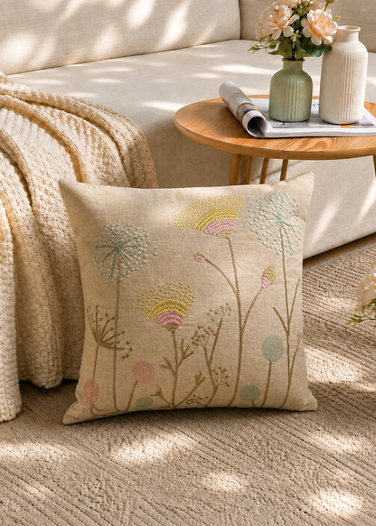 Beige Meadow Cushion Cover