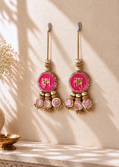 Festive Gilded Blossom Shubh Labh - Set of 2