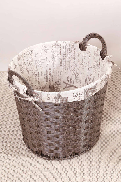 Brown Bucket Basket With Cloth