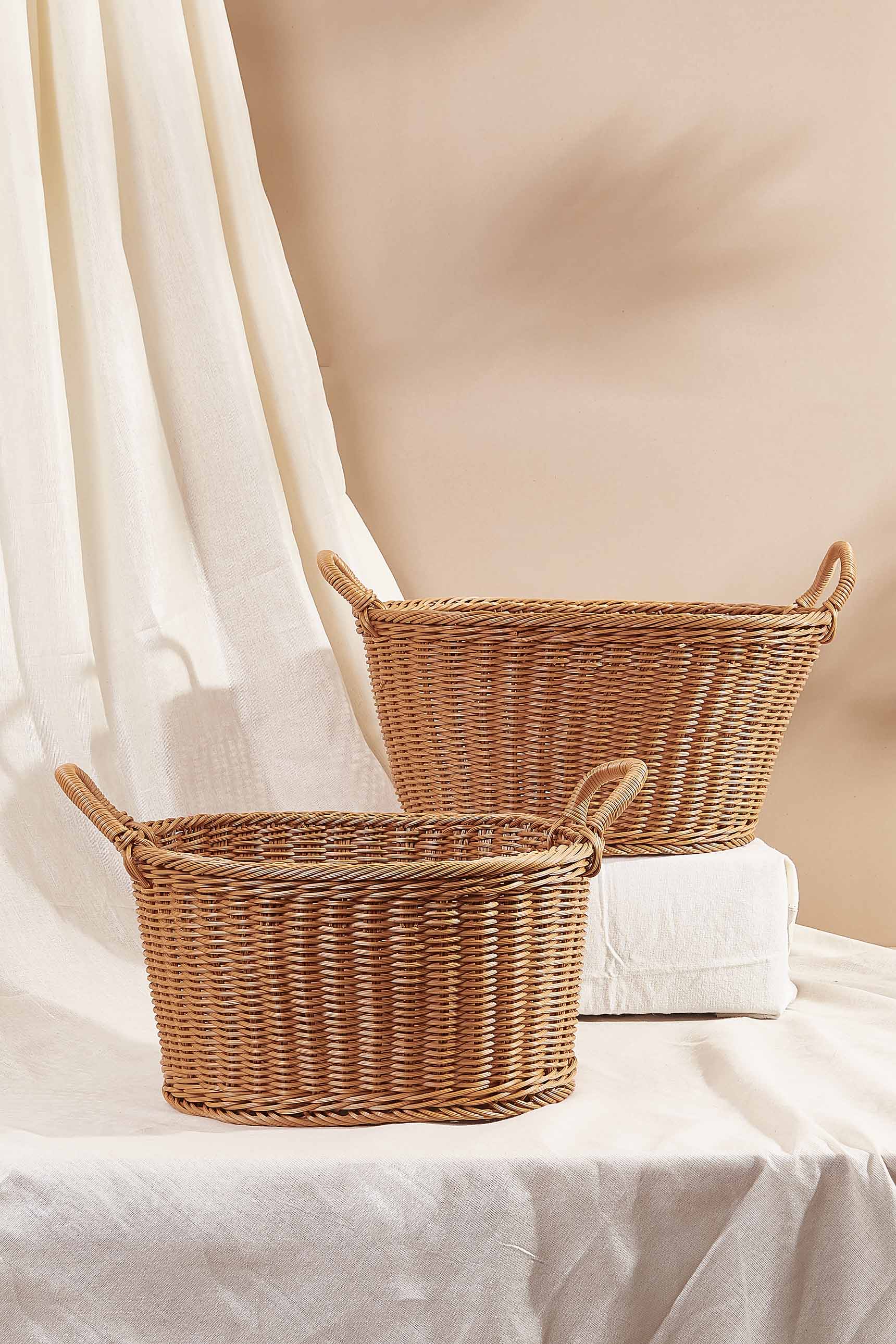 Plastic Rattan Oval Basket - Big