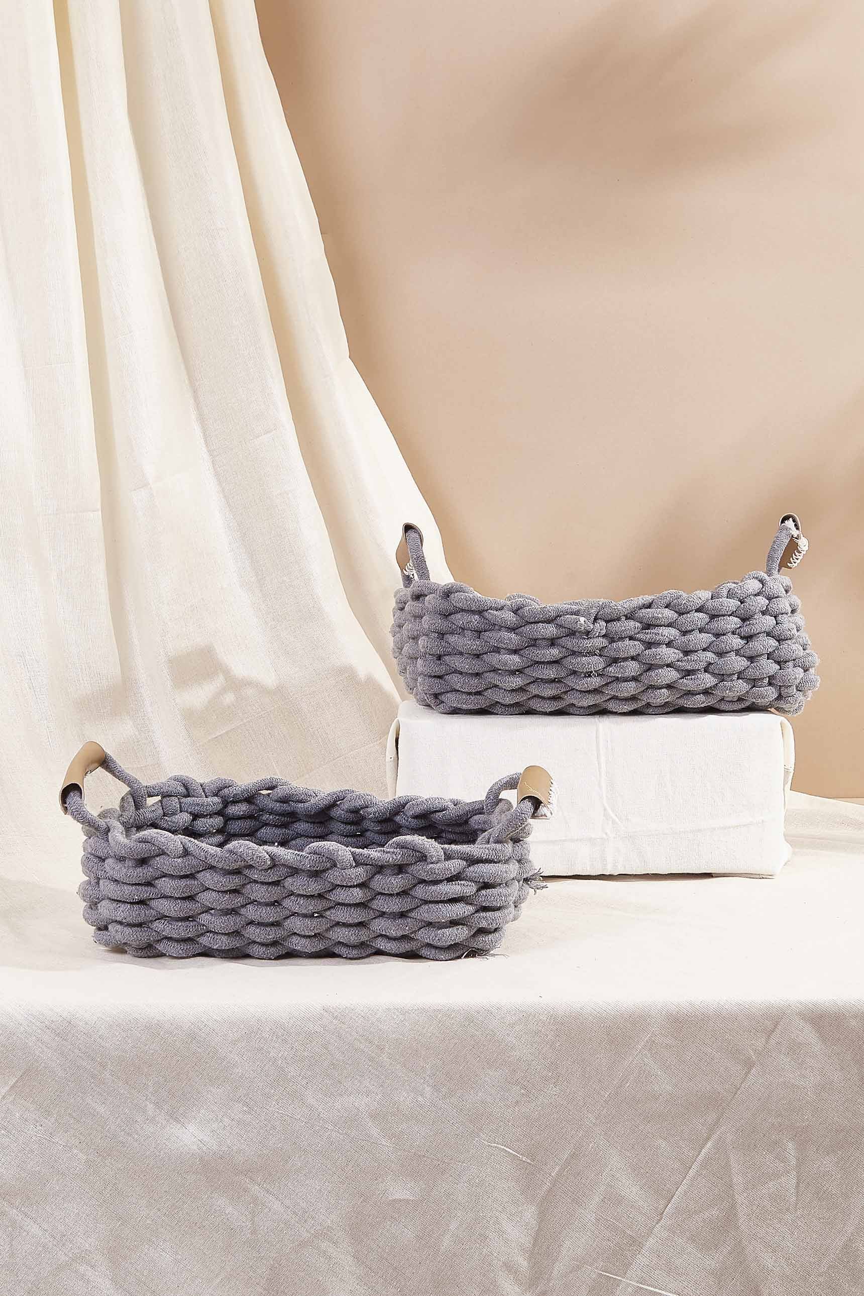 Grey Knot Basket - Set Of 2