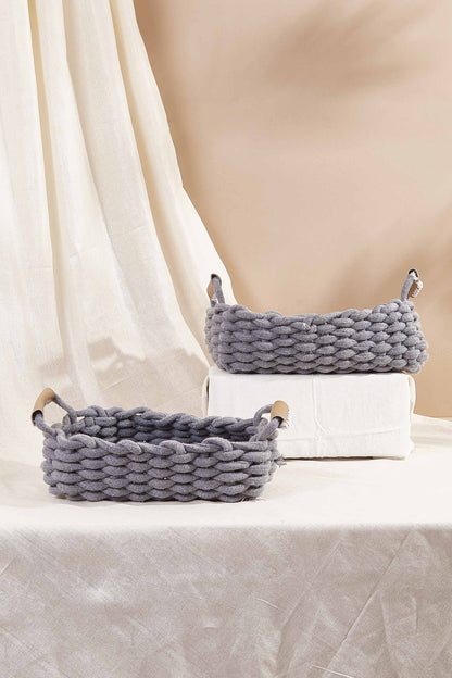 Grey Knot Basket - Set Of 2