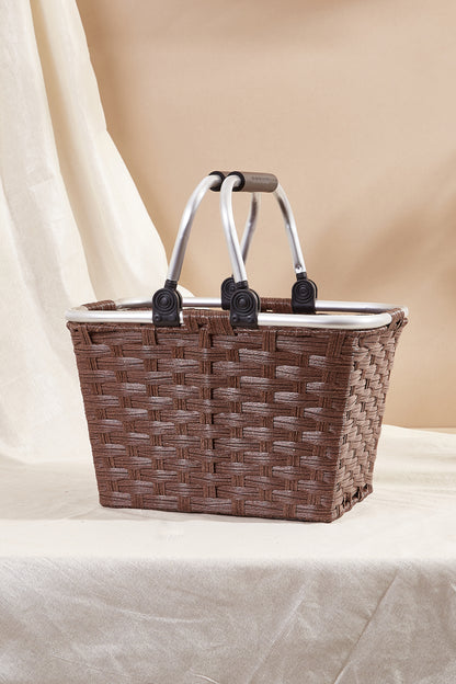 Brown Woven Picnic Basket With Handle
