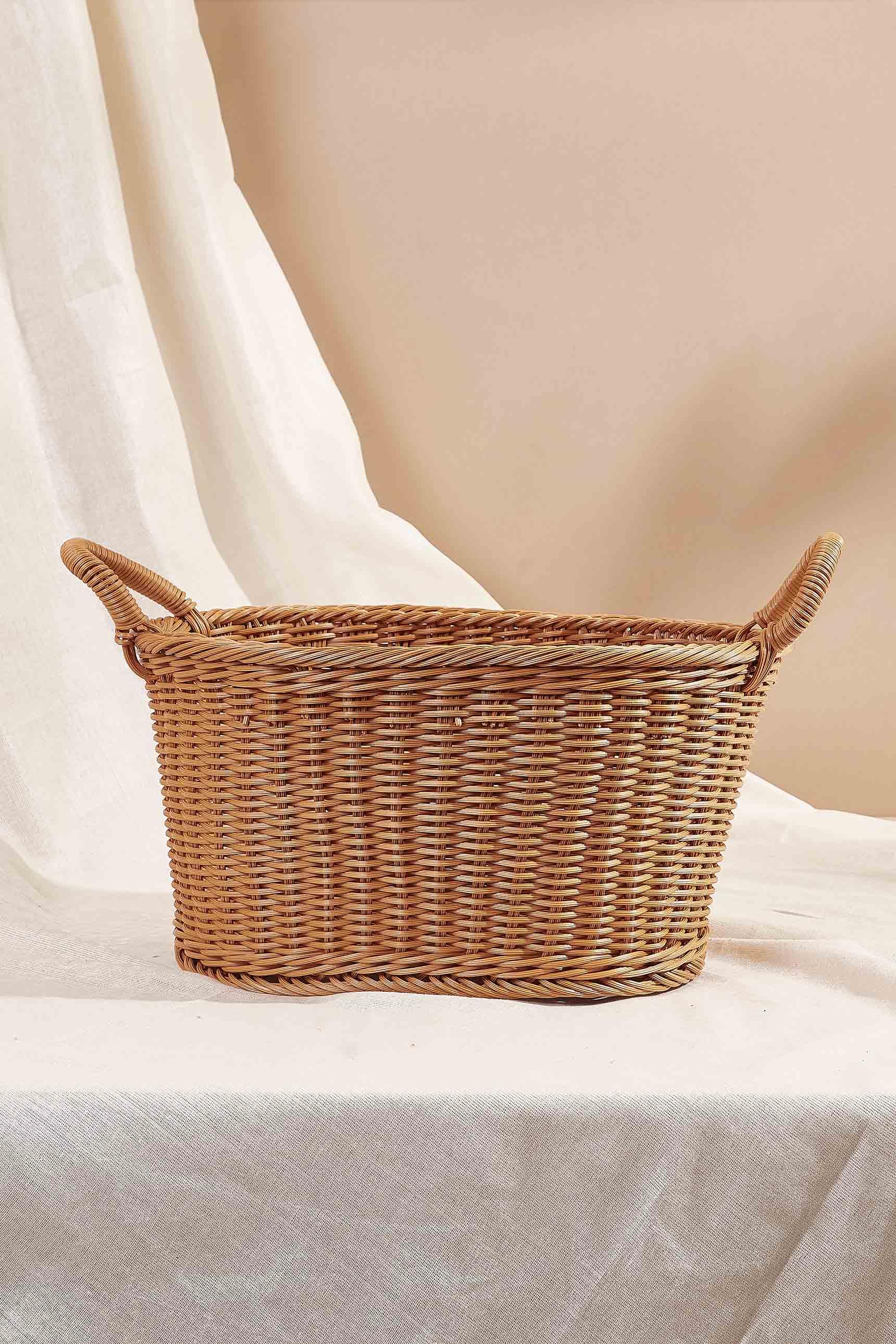 Plastic Rattan Oval Basket - Small