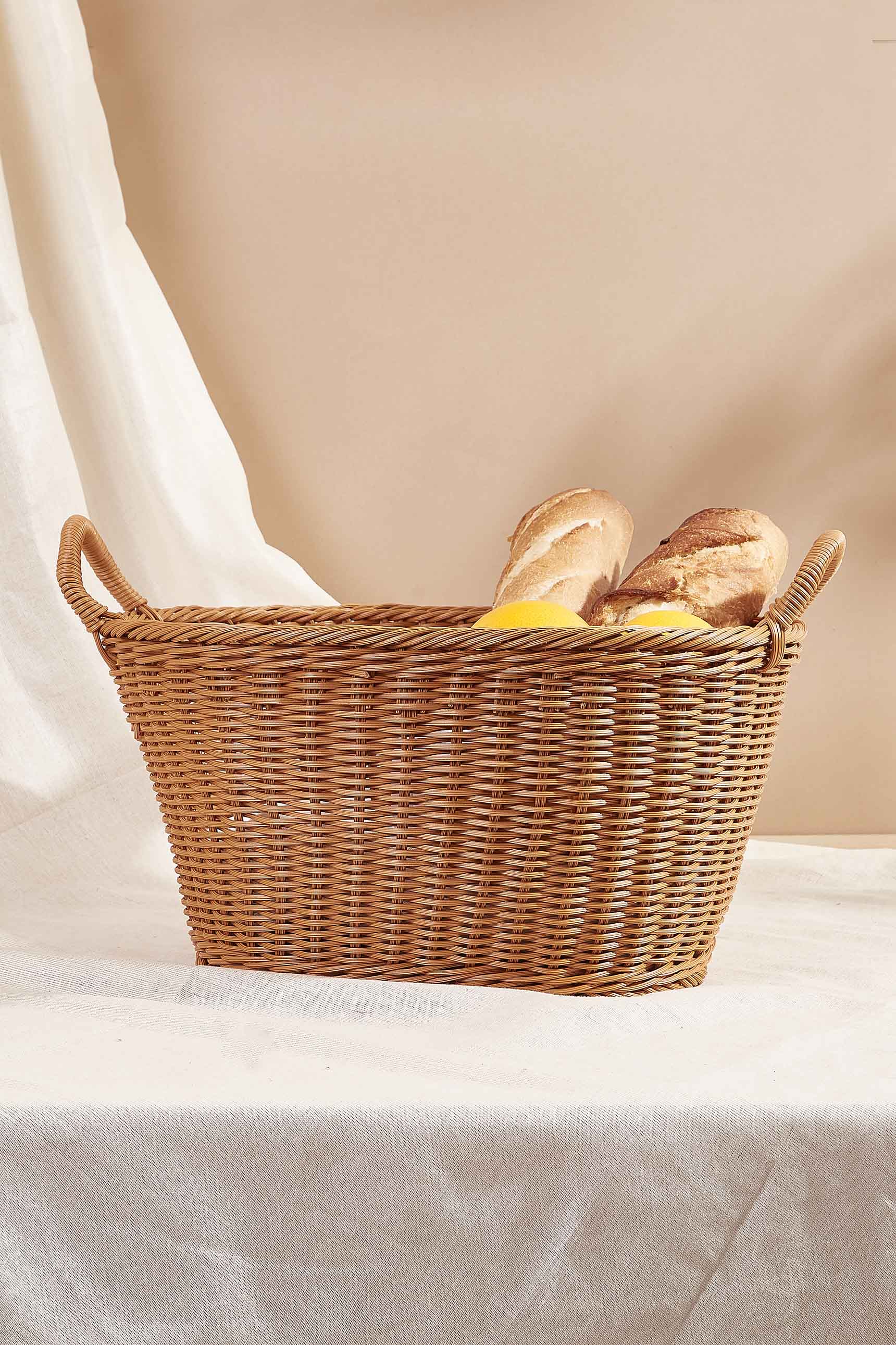 Plastic Rattan Oval Basket - Big