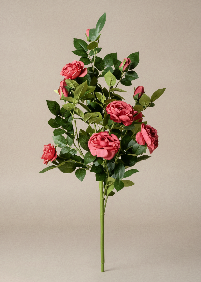 Artificial Red Aurea Rose Plant - 3 Feet