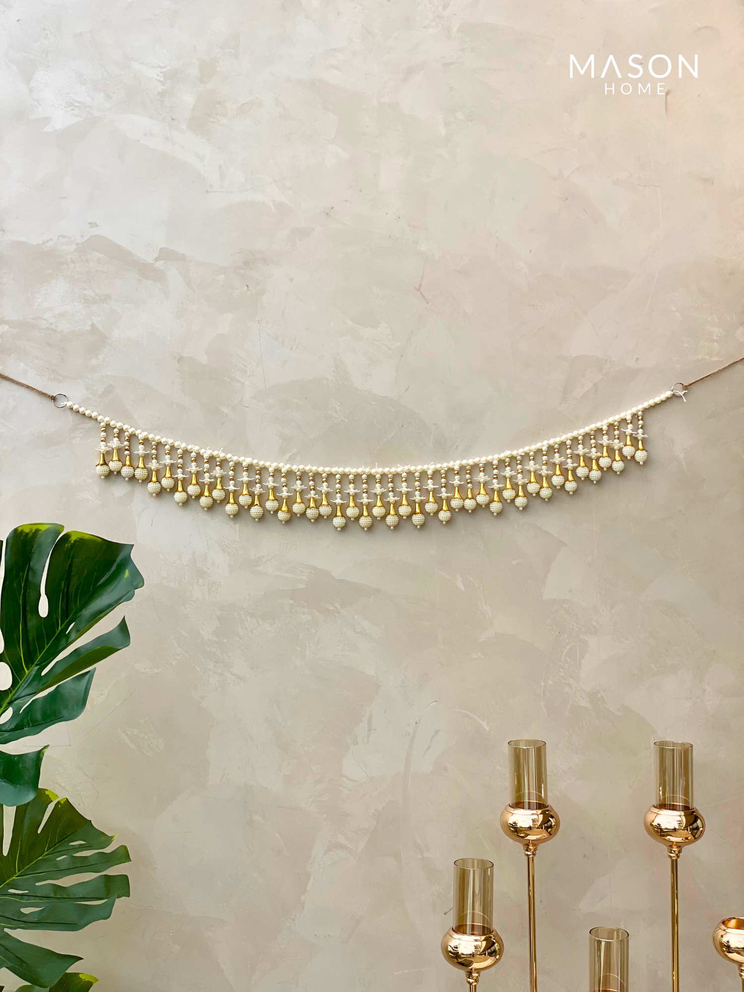 Festive Blossom Toran - White &amp; Gold