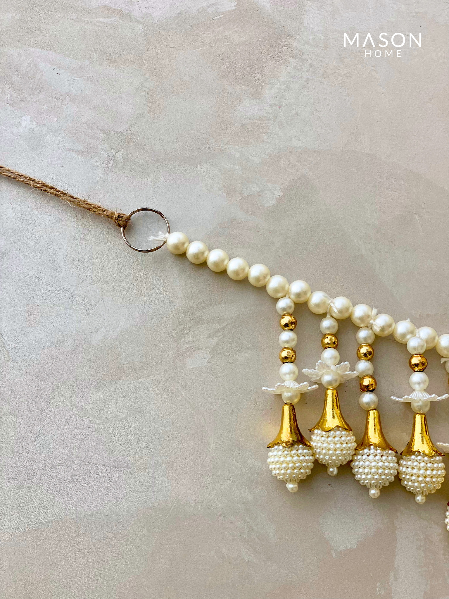 Festive Blossom Toran - White &amp; Gold