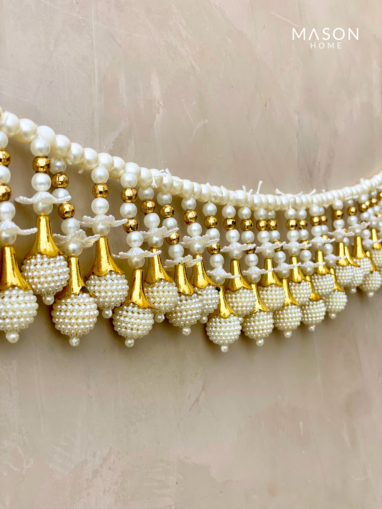 Festive Blossom Toran - White &amp; Gold