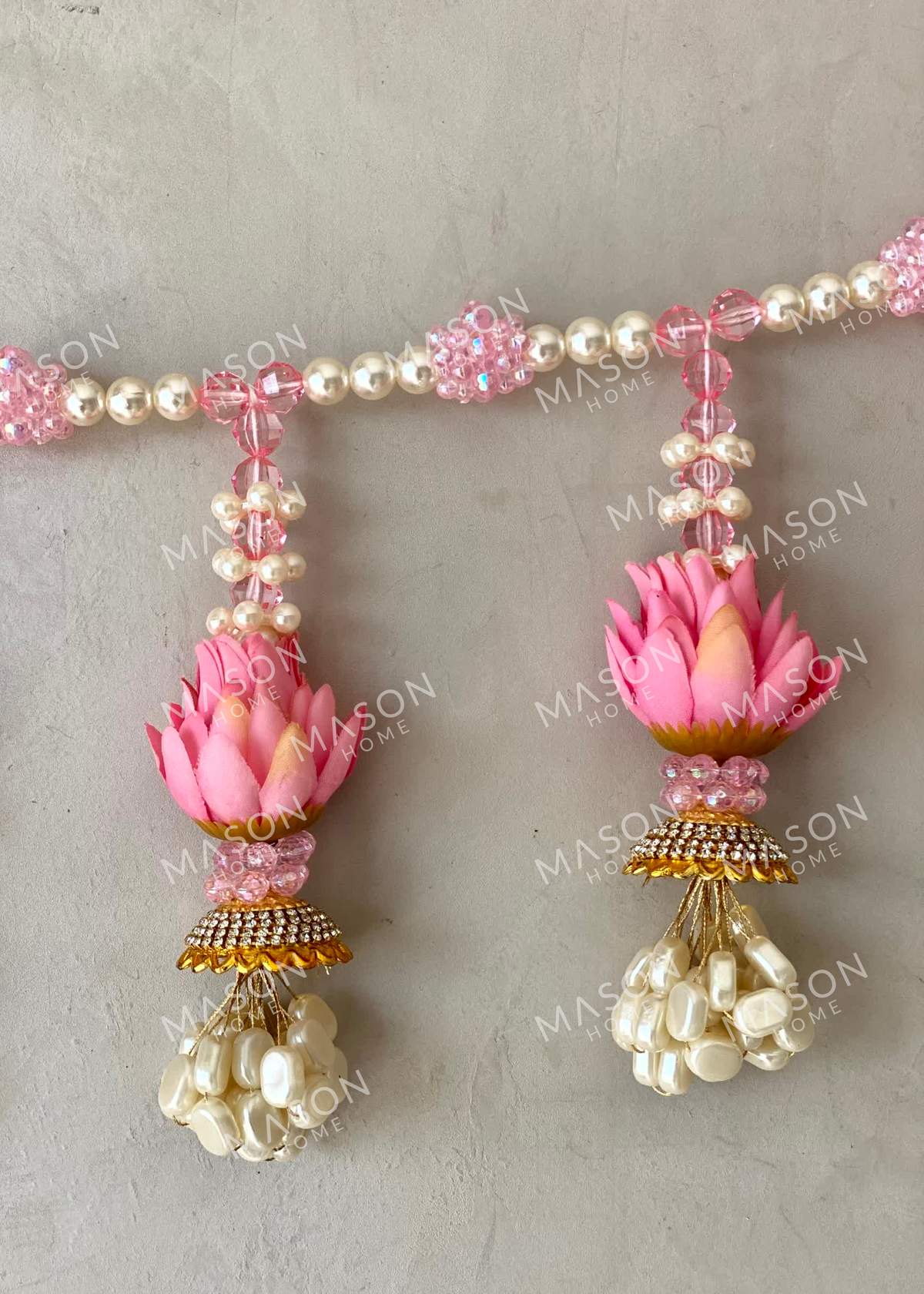 Festive Pink Lotus Pearl Toran