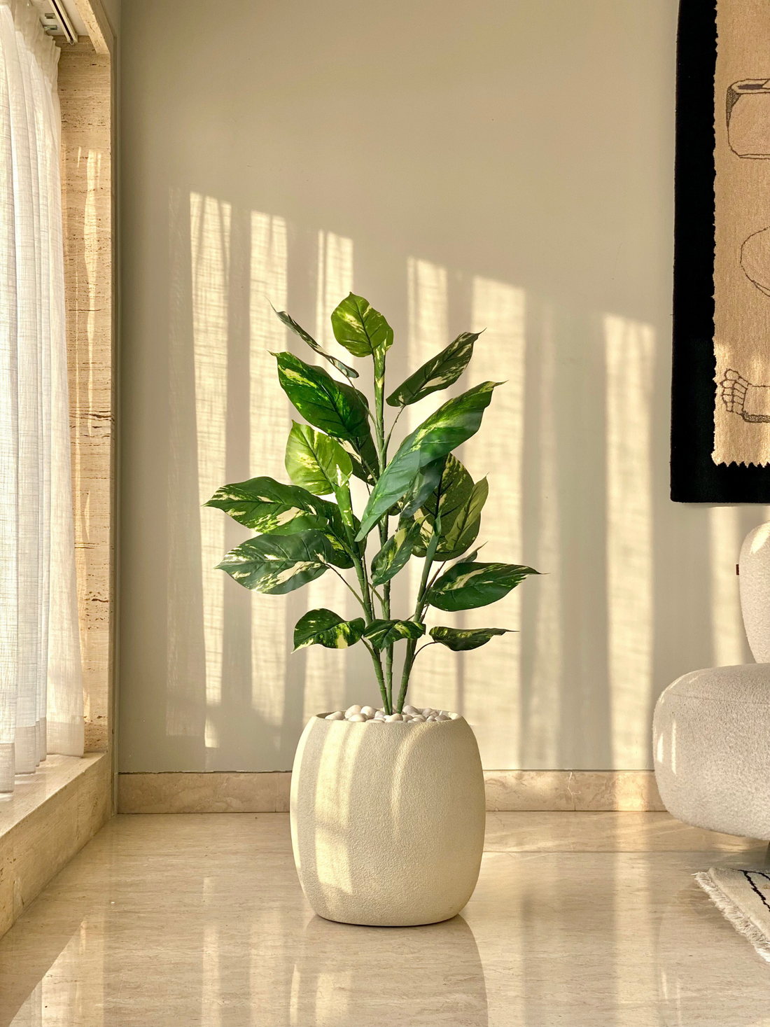 Artificial Variegated Pothos Plant - 3 Feet