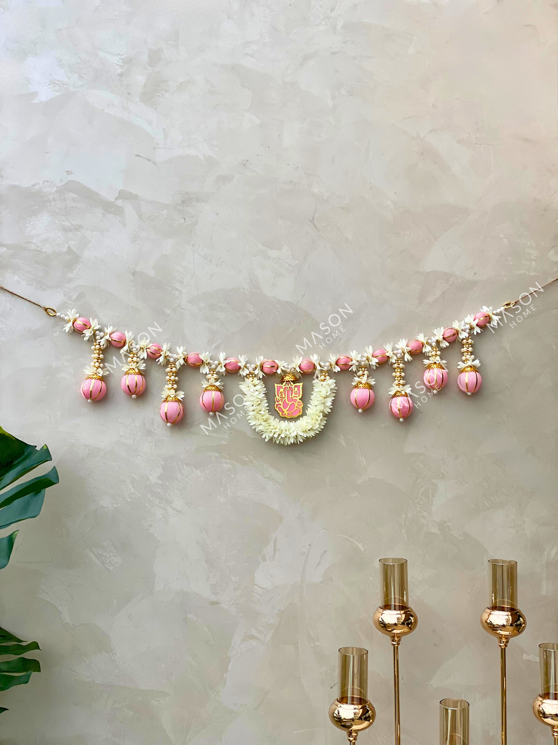 Festive Ganpati Floral Pink Toran