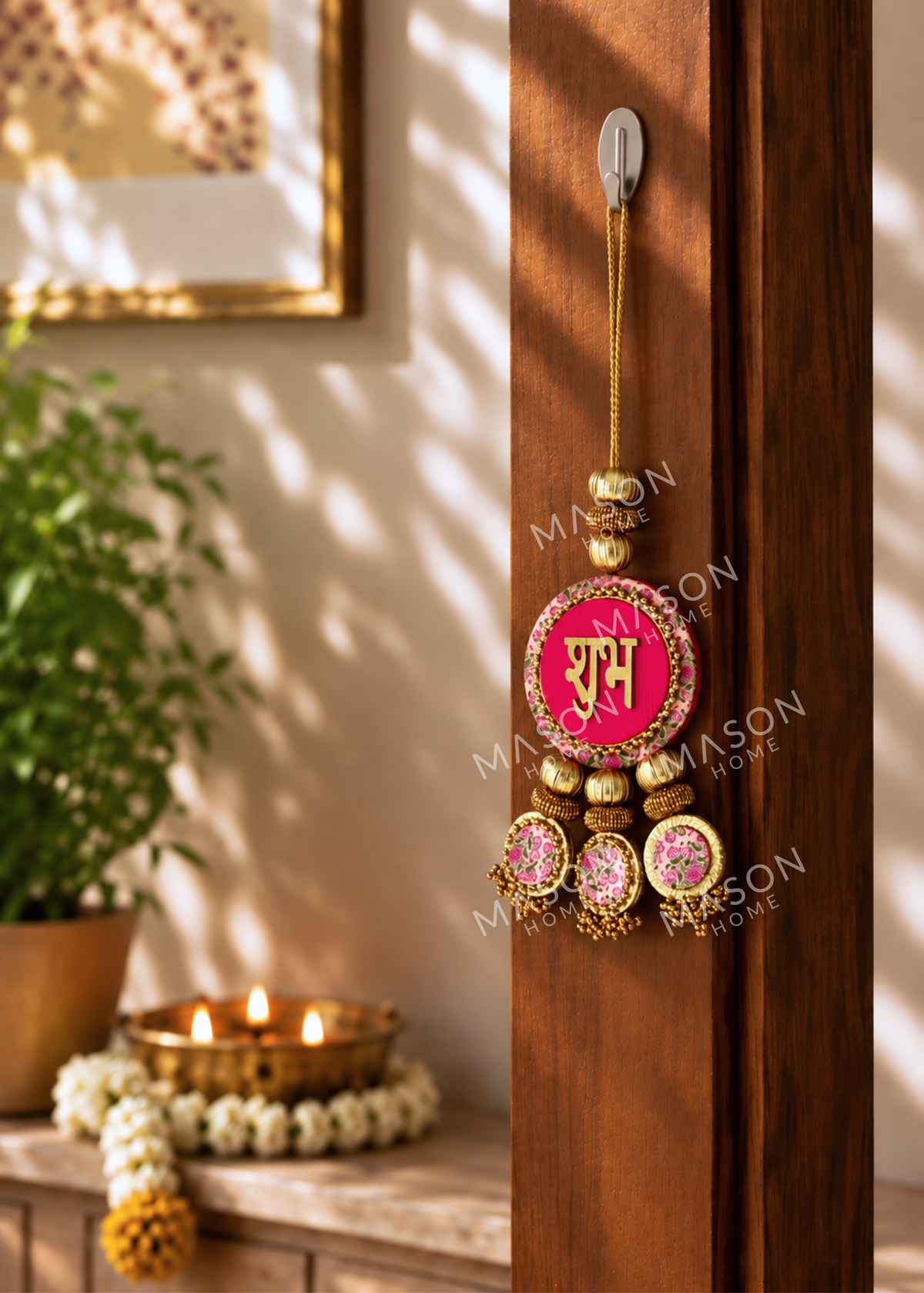 Festive Gilded Blossom Shubh Labh - Set of 2