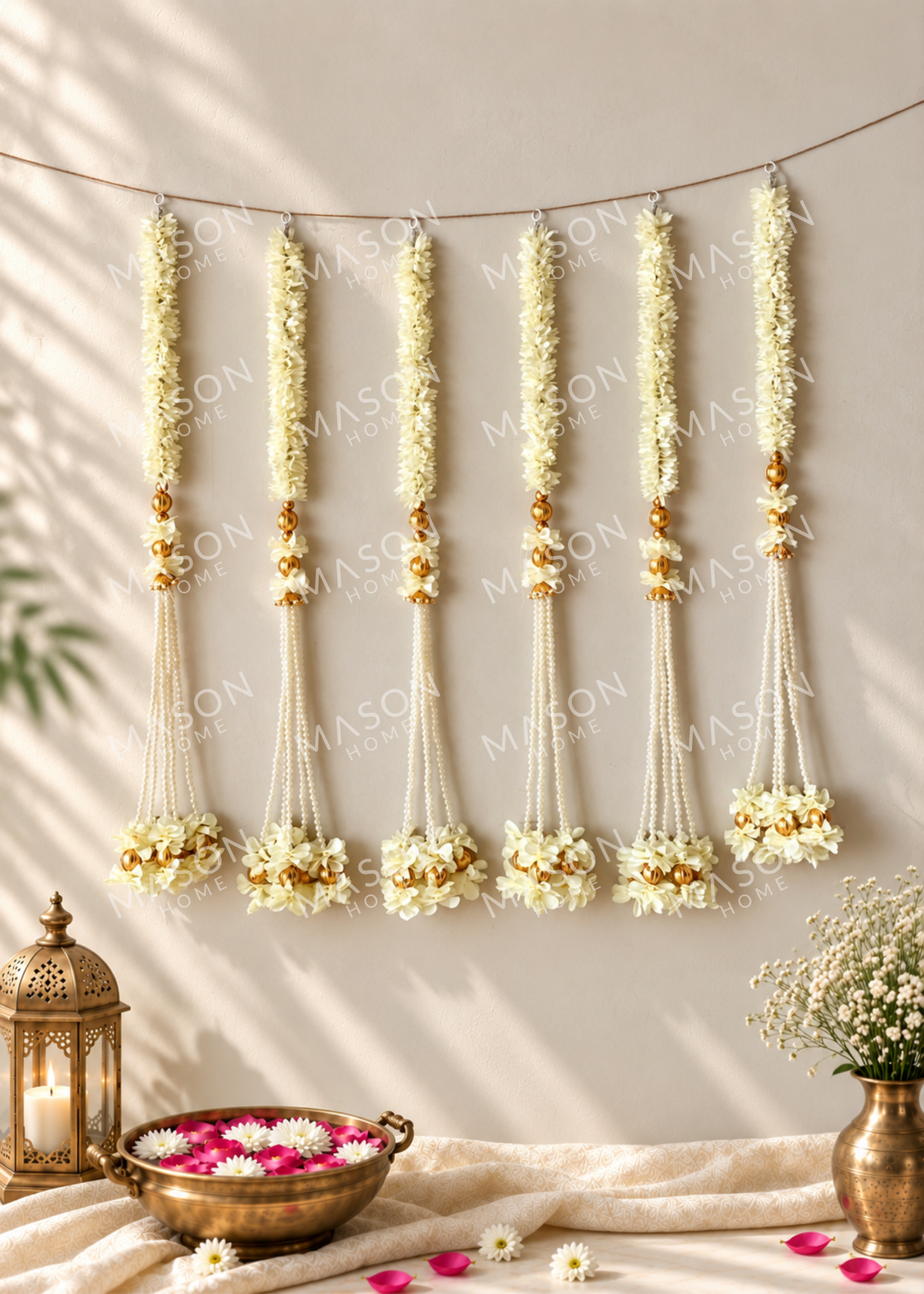 Festive Shahana Floral Latkan White - Set of 6
