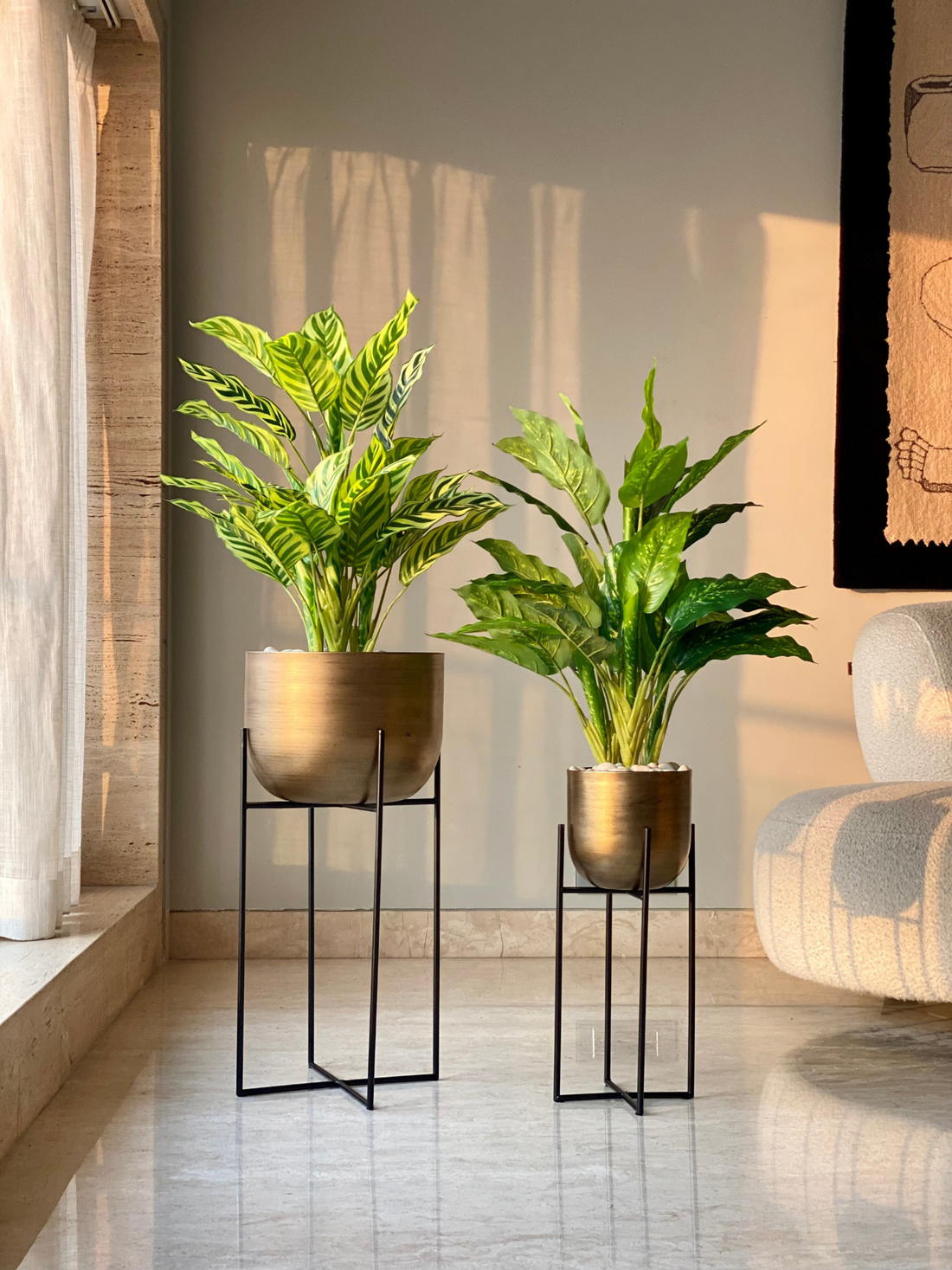 Alama Antique Gold Planters - Set of 2