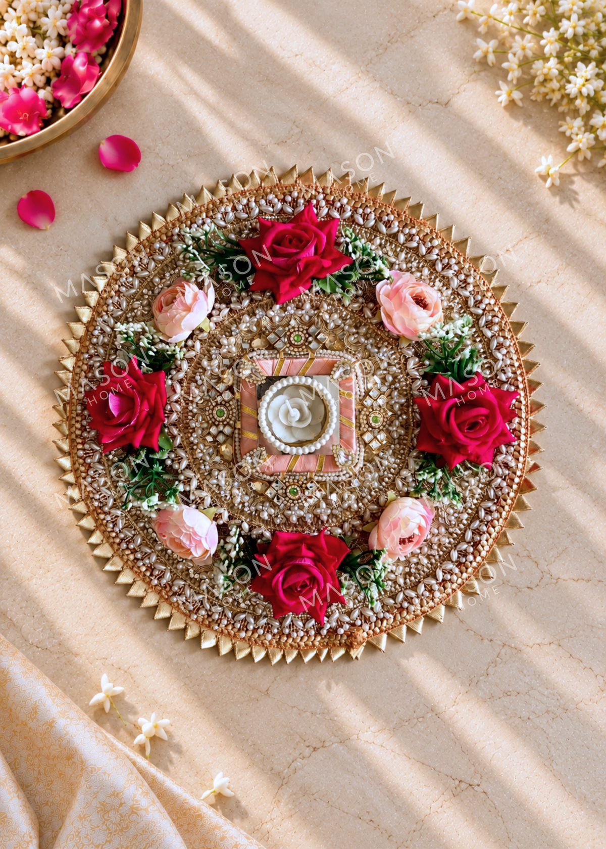 Festive Royal Rose I Artificial Rangoli