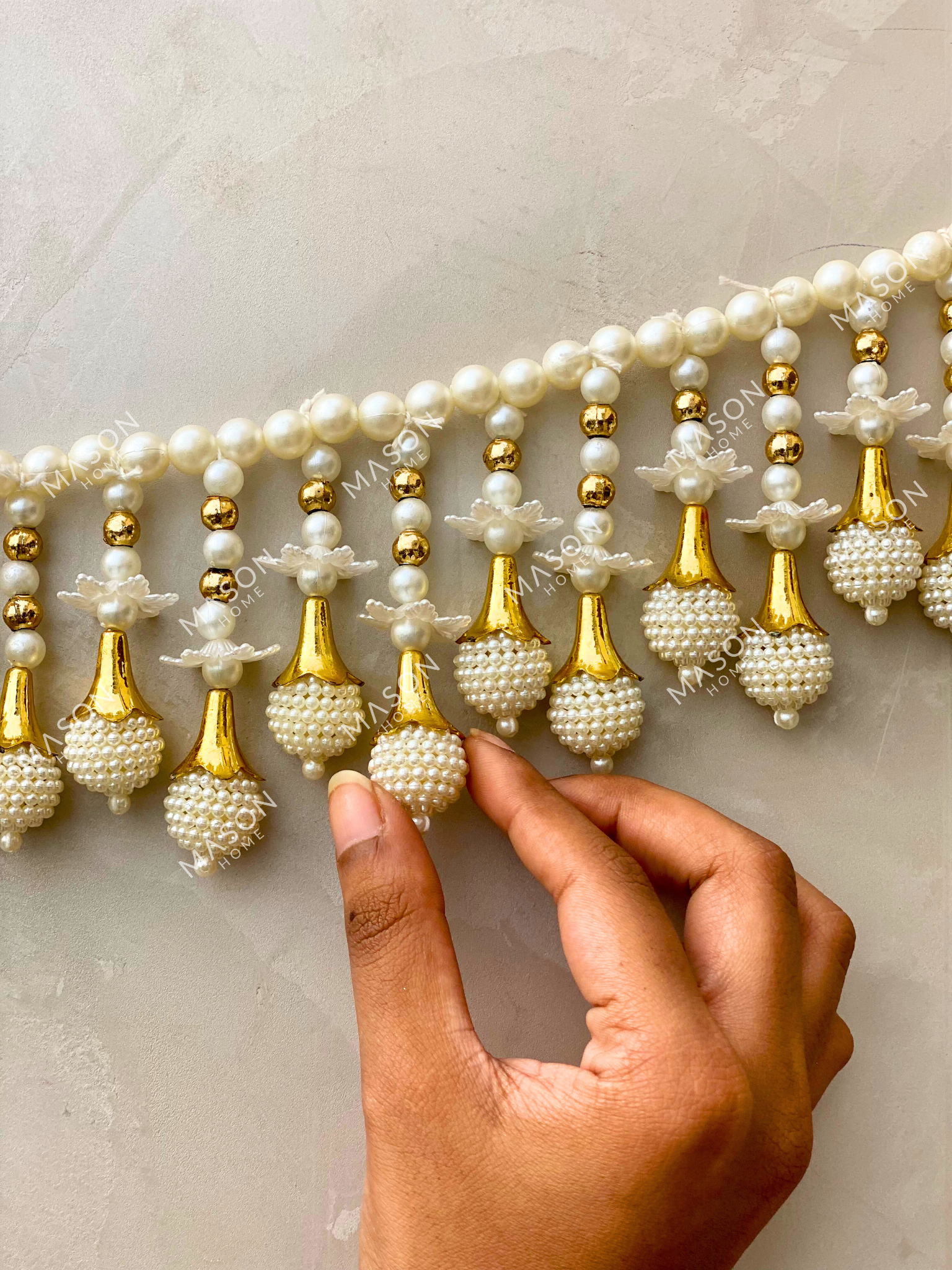 Festive Blossom Toran - White &amp; Gold